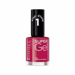 Rimmel Super Gel 025 Urban Purple 12ml, 12 ml, Rose, Urban Purple, Coloration, Bouteille, Brosse