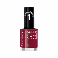 Rimmel Super Gel 043 Venus 12ml, 12 ml, Bordeaux, Venus, Coloration, Bouteille, Brosse