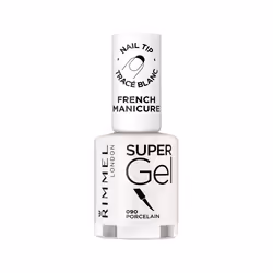 Rimmel Super Gel French Manicure 090 Porcelain 12ml, 12 ml, Blanc, Porcelain, Coloration, Brosse, BUTYL ACETATE, ETHYL ACETAT ...