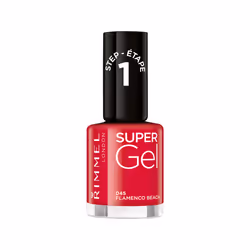 Rimmel Super Gel 045 Flamenco Beach 12ml, 12 ml, Rose, Flamenco Beach, Coloration, Opaque, Brosse