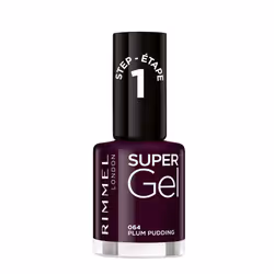 Rimmel Super Gel 064 Plum Pudding 12ml, 12 ml, Violet, Plum Pudding, Coloration, Bouteille, Brosse