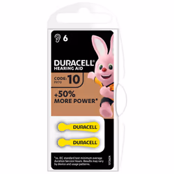 Duracell Piles auditives 10, Batterie à usage unique, Zinc-Air, 1,45 V, 6 pièce(s), 100 mAh, 4 année(s)