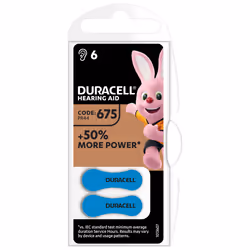 Duracell Piles auditives 675, Batterie à usage unique, Zinc-Air, 1,45 V, 6 pièce(s), 675 mAh, 4 année(s)