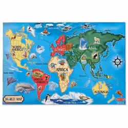 Puzzle de sol - Melissa & Doug - Carte du monde - 33 pièces