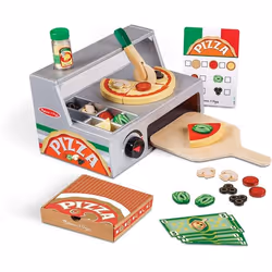 MELISSA & DOUG - Comptoir A Pizza En Bois Avec 34 Accessoires