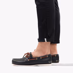 Mocassins Bateau Authentique Cuir Bleu