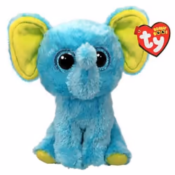 Peluche - TY - Trunkles - Éléphant - 15 cm - Yeux pailletés - Bleu clair jaune