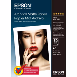 Epson Pap Mat Archival A3 (50f./189g), Mat, 189 g/m², A3, Blanc, 50 feuilles, SureColor SC-T7200D SureColor SC-T7200 SureColo ...