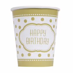 Unique Party 49586, 270 ml, Papier, Or, Blanc, 8 pièce(s)