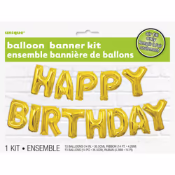 Unique Party 53679, Ballon-jouet, Feuille, Or, Anniversaire, lettre, 355 mm