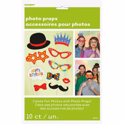 Unique Party 61935, Accessoire pour photomaton, Multicolore, Adultes et enfants, unisexe, Anniversaire, 10 pièce(s)