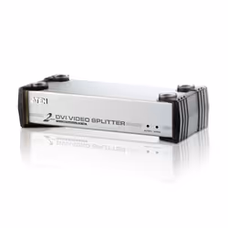 ATEN Séparateur DVI/audio 2 ports, DVI, 2x DVI-I, 1920 x 1200 pixels, Noir, Argent, Métal, Full HD