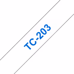 Brother TC-203, Bleu sur blanc, TC, Brother, P-touch PT8E, PT500, PT2000, PT3000, PT5000, 1,2 cm, 7,7 m