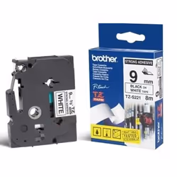 Brother TZ-S221, Noir sur blanc, TZ, Noir, Transfert thermique, Gloss, Brother