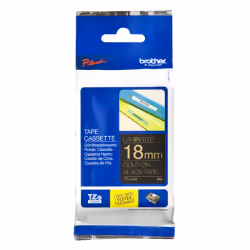 Brother Ruban pour étiqueteuse 18mm, Or sur noir, TZe, Transfert thermique, Brother, PT-2430PC, PT-2700, PT-2730, PT-9600, PT ...