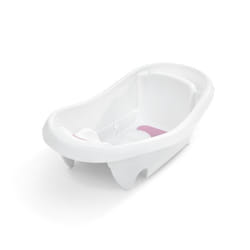 INGENUITY Baignoire bébé évolutive Deluxe rose de la naissance jusquà 3 ans avec transat/hamac bébé inclus