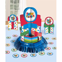 Centre de Table - Anniversaire - Multicolore - 32 cm - Guirlande Franges - 20 Confettis
