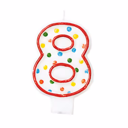 Amscan Bougie Chiffre 8 Pois Multicolores 7,6 Cm, Cire, Blanc, Multicolore, 3 an(s), Chine, 75 mm, 20 mm