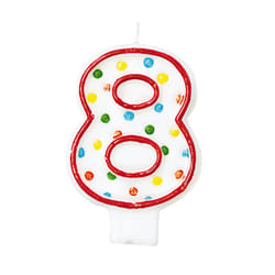 Amscan Bougie Chiffre 8 Pois Multicolores 7,6 Cm