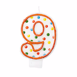 Amscan Bougie Chiffre 9 Pois Multicolores 7,6 Cm, Cire, Blanc, Multicolore, 3 an(s), Chine, 75 mm, 20 mm