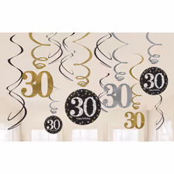 Amscan 670478, Feuille, Papier, Noir, Or, Argent, Anniversaire, 610 mm, 12 pièce(s)