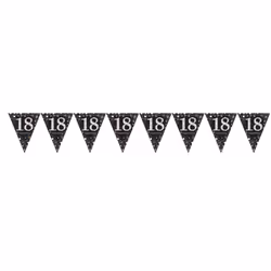 Amscan 9900551, Banderole en tissu, Feuille, Noir, Or, Argent, Anniversaire, 215 mm, 3960 mm