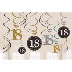 Amscan 9900558, Feuille, Papier, Noir, Or, Vert, Argent, Anniversaire, 610 mm, 12 pièce(s)