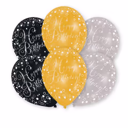 Amscan 9901069, Ballon-jouet, Latex, Noir, Or, Argent, 10 pièce(s)
