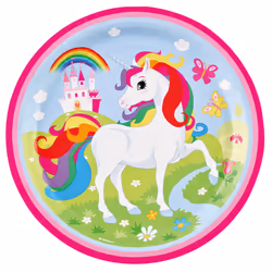 Amscan 8 Assiettes 23Cm Licorne, Carton, Rose, 3 an(s), unisexe, 230 mm, 230 mm