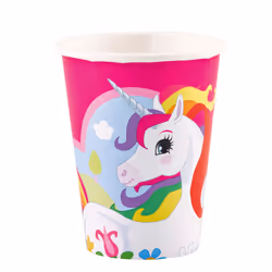 Amscan 8 Gobelets Licorne, Carton, Rose, Multicolore, 3 an(s), 80 mm, 80 mm, 140 mm
