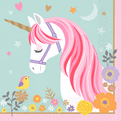 Amscan 16 Serviettes Licorne 33 X 33 Cm - Magical Unicorn, Papier, Multicolore, 3 an(s), unisexe, Magical Unicorn, Multicolor ...