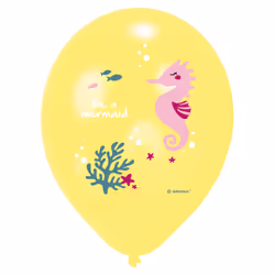 Amscan 6 Ballons latex Be a Mermaid 28cm/11" 4C, Be A Mermaid, unisexe, 3 an(s), Multicolore