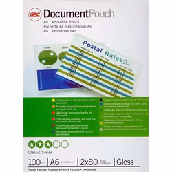 GBC Pochettes brilliantes pour document A6 2x80mic (100), Transparent, A6, 111 mm, 154 mm, 100 pièce(s)