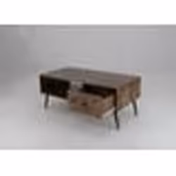 Table Basse Rectangulaire COSTWAY Tiroir Etagère de Rangement Ouverte Table Salon 109x55cm pour Chambre Bureau Marron Rustiqu ...