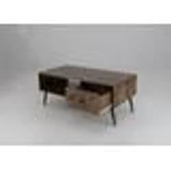 Table Basse Rectangulaire COSTWAY Tiroir Etagère de Rangement Ouverte Table Salon 109x55cm pour Chambre Bureau Marron Rustique