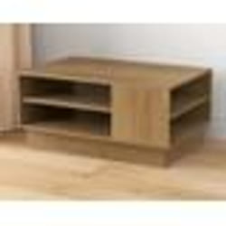Table Basse Rectangulaire COSTWAY 2 Étagères de Rangement Ouvertes Table Moderne 86x56x41cm pour Salon Chambre Bureau Naturel
