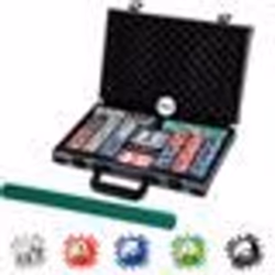 Mallette de Poker - COSTWAY - 400 Jetons + 2 Jeux de 54 Cartes + 5 dés + 1 Jeton Croupier  Feutre