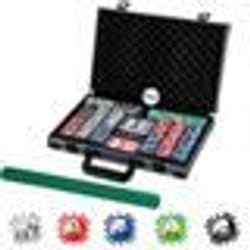 Mallette de Poker - COSTWAY - 400 Jetons + 2 Jeux de 54 Cartes + 5 dés + 1 Jeton Croupier  Feutre
