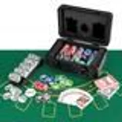 Mallette Aluminium de Poker - COSTWAY - 300 Jetons + 2 Jeux de 54 Cartes + 5 dés + 1 Jeton Croupier + 2 Clés Feutre de Poker