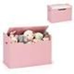COSTWAY Coffre à Jouets avec Couvercle Relevable 2 Charnières de Sécurité Poignées Intégrées 74 x 39 x 52 CM Rose