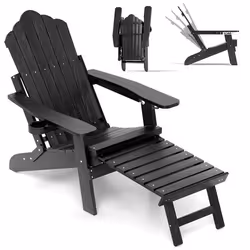 COSTWAY Chaise Pliable de Jardin en HIPS Repose-Pieds Rétractable et Dossier Réglable Chaise Longue pour Patio Pelouse Terras ...
