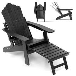 COSTWAY Chaise Pliable de Jardin en HIPS Repose-Pieds Rétractable et Dossier Réglable Chaise Longue pour Patio Pelouse Terrasse