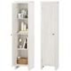 COSTWAY Meuble Colonne de Salle de Bain avec 4 Étagères et Porte pour Salle de Bain Salon 43 x 395 x 183 cm Blanc