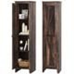 COSTWAY Meuble Colonne de Salle de Bain avec 4 Étagères et Porte pour Salle de Bain Salon 43 x 395 x 183 cm Marron