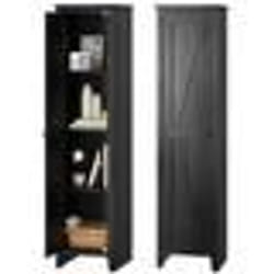 COSTWAY Meuble Colonne de Salle de Bain avec 4 Étagères et Porte pour Salle de Bain Salon 43 x 395 x 183 cm Noir