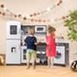 COSTWAY Cuisine dAngle XXL pour Enfants de 3 Ans+ 8 Accessoires avec Téléphone  Machine à Glaçons Micro-Ondes Machine à Laver