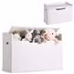 COSTWAY Coffre à Jouets avec Couvercle Relevable 2 Charnières de Sécurité Poignées Intégrées 74 x 39 x 52 CM Blanc