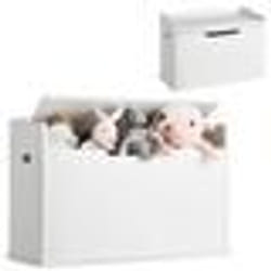 COSTWAY Coffre à Jouets avec Couvercle Relevable 2 Charnières de Sécurité Poignées Intégrées 74 x 39 x 52 CM Blanc