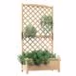 COSTWAY Jardinière à Treillis Bois de Sapin avec 4 Trous de Drainage Bac à Fleurs Extérieur pour Plantes Grimpantes Naturel