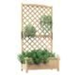 COSTWAY Jardinière à Treillis Bois de Sapin avec 4 Trous de Drainage Bac à Fleurs Extérieur pour Plantes Grimpantes Naturel